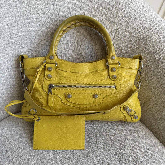 2010 Balenciaga Giant First Yellow Leather Handbag