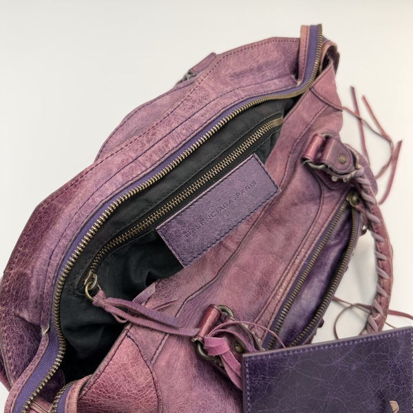 2004 Balenciaga The City Leather Purple Handbag