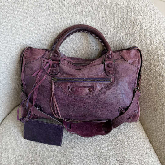 2004 Balenciaga The City Leather Purple Handbag