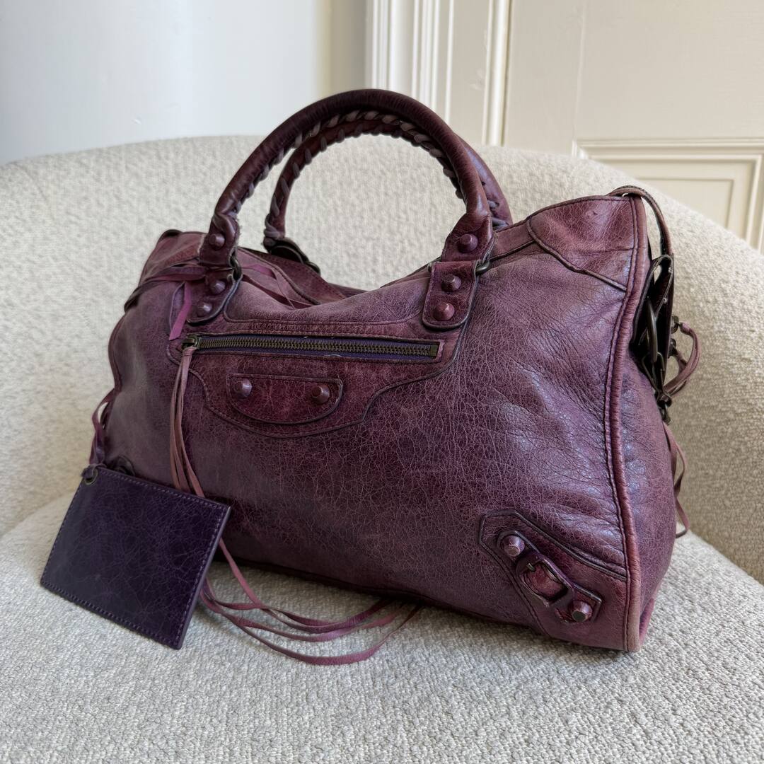 2004 Balenciaga The City Leather Purple Handbag