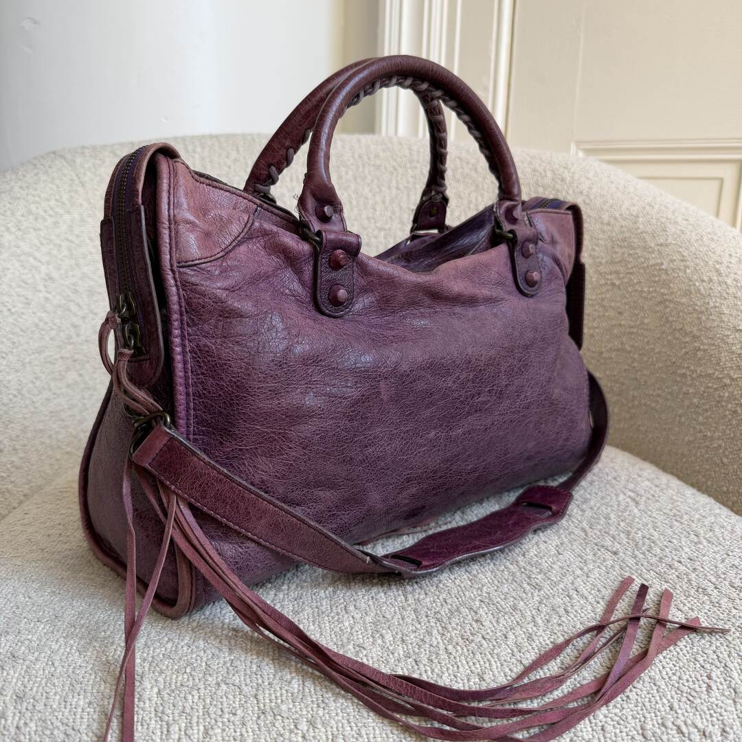 2004 Balenciaga The City Leather Purple Handbag