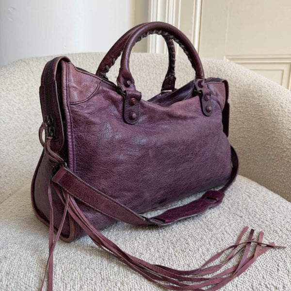 2004 Balenciaga The City Leather Purple Handbag