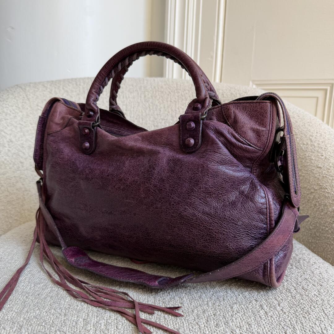 2004 Balenciaga The City Leather Purple Handbag