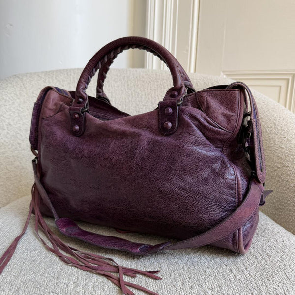 2004 Balenciaga The City Leather Purple Handbag