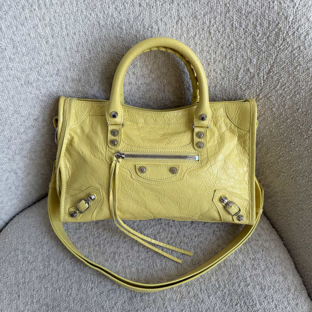 2025 Balenciaga Le City Yellow Leather Bag