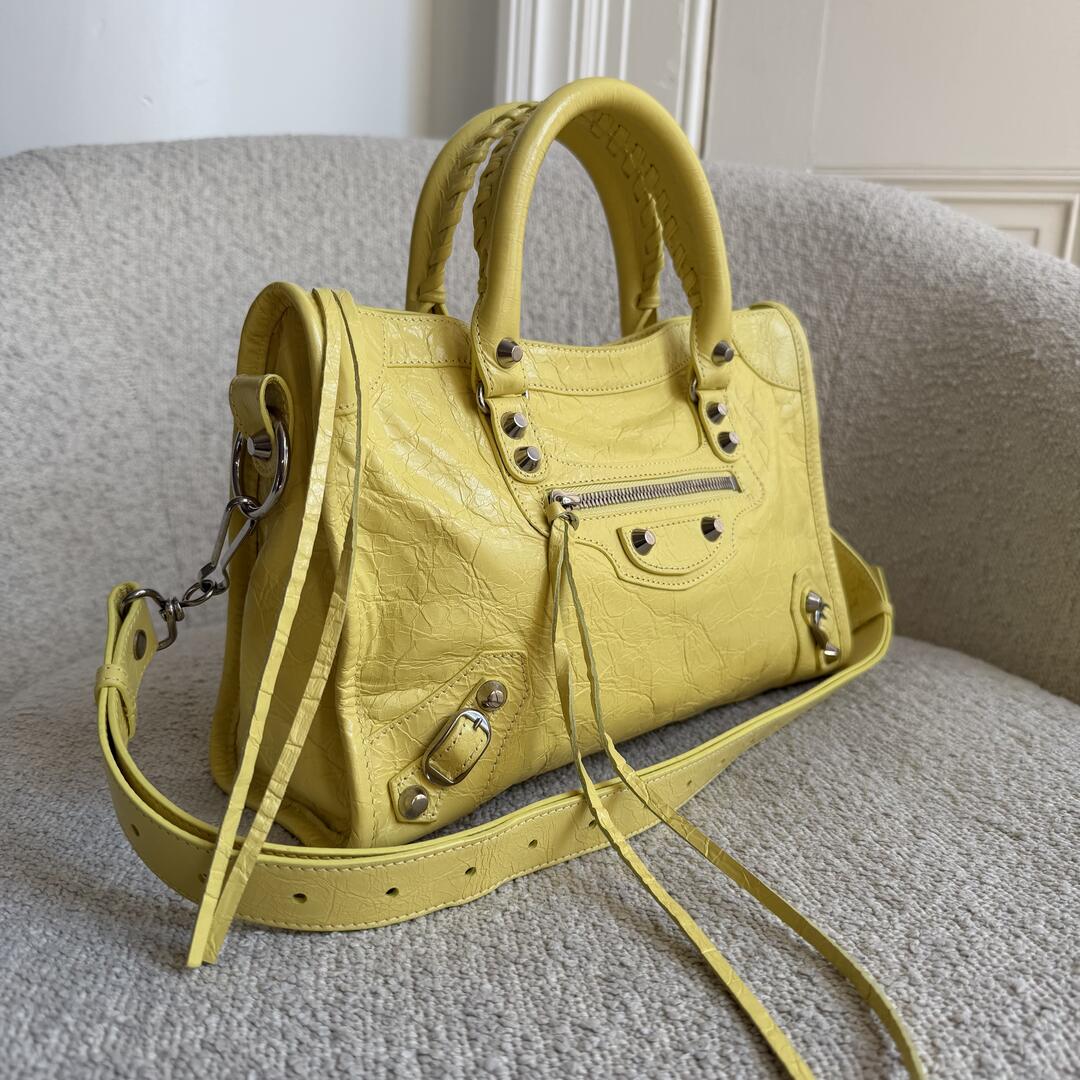 2025 Balenciaga Le City Yellow Leather Bag
