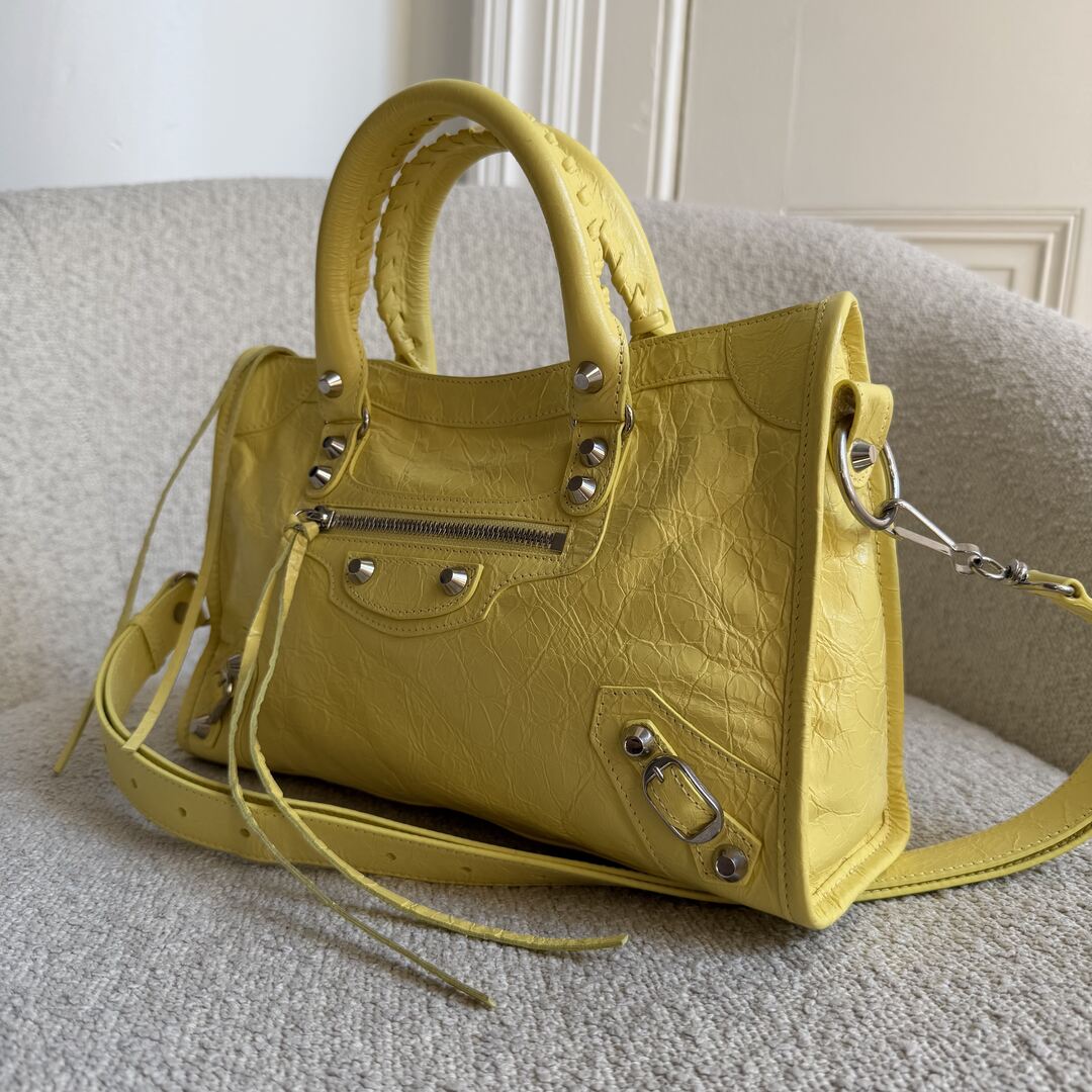 2025 Balenciaga Le City Yellow Leather Bag