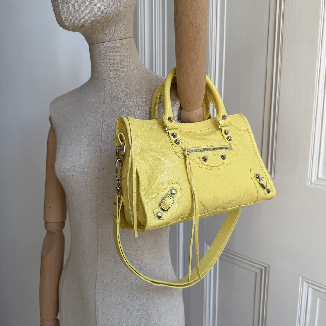 2025 Balenciaga Le City Yellow Leather Bag