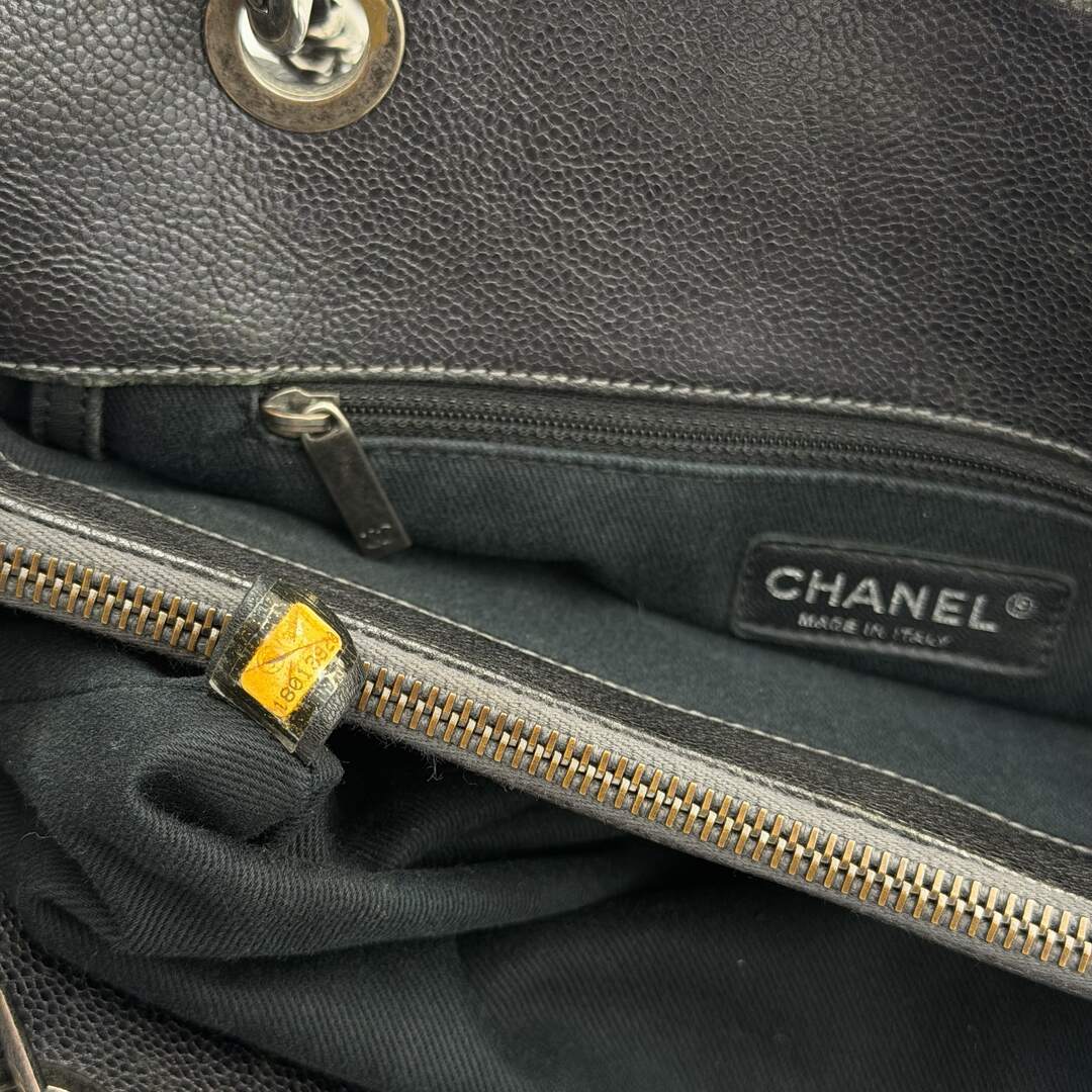 2013 Chanel Chic Shopping Caviar Black Leather Tote Bag