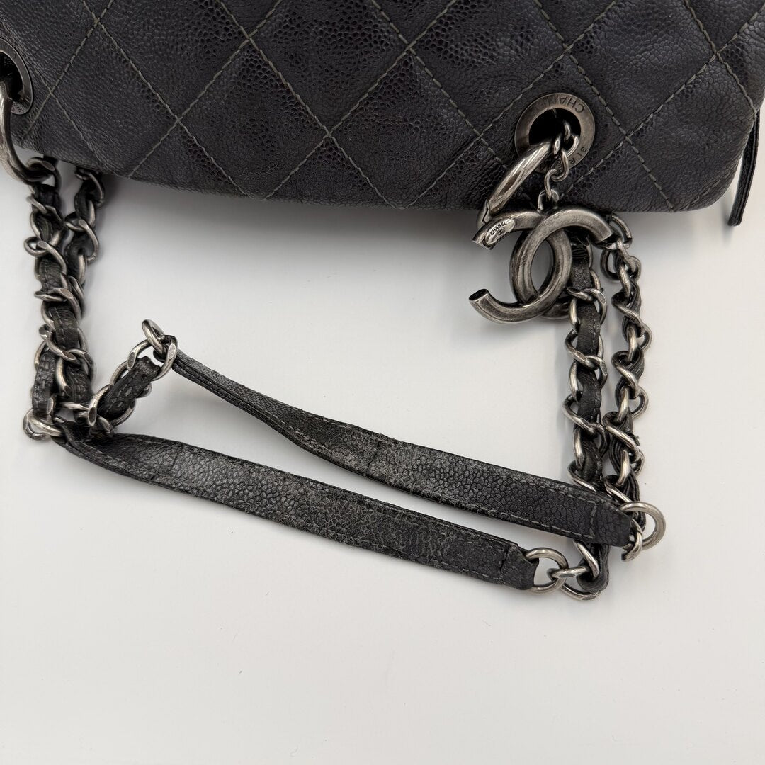 2013 Chanel Chic Shopping Caviar Black Leather Tote Bag