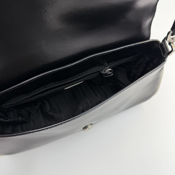 Prada Vitello Gym Black Leather Shoulder Bag