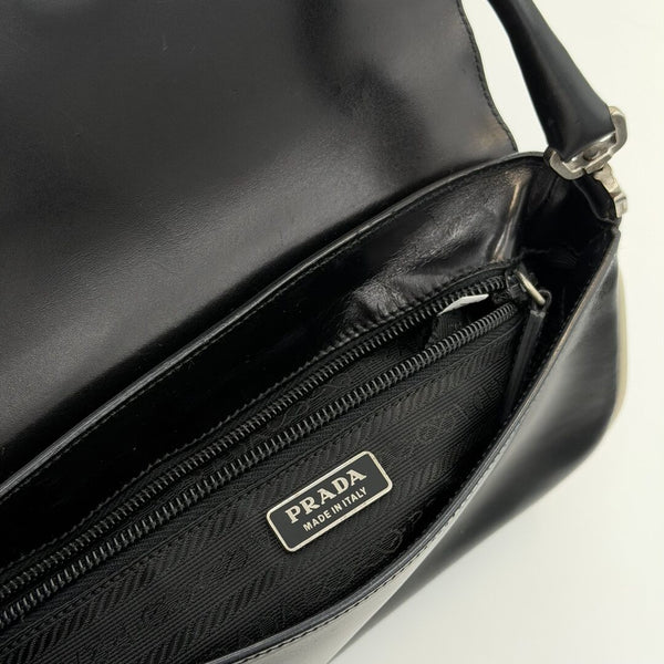 Prada Vitello Gym Black Leather Shoulder Bag