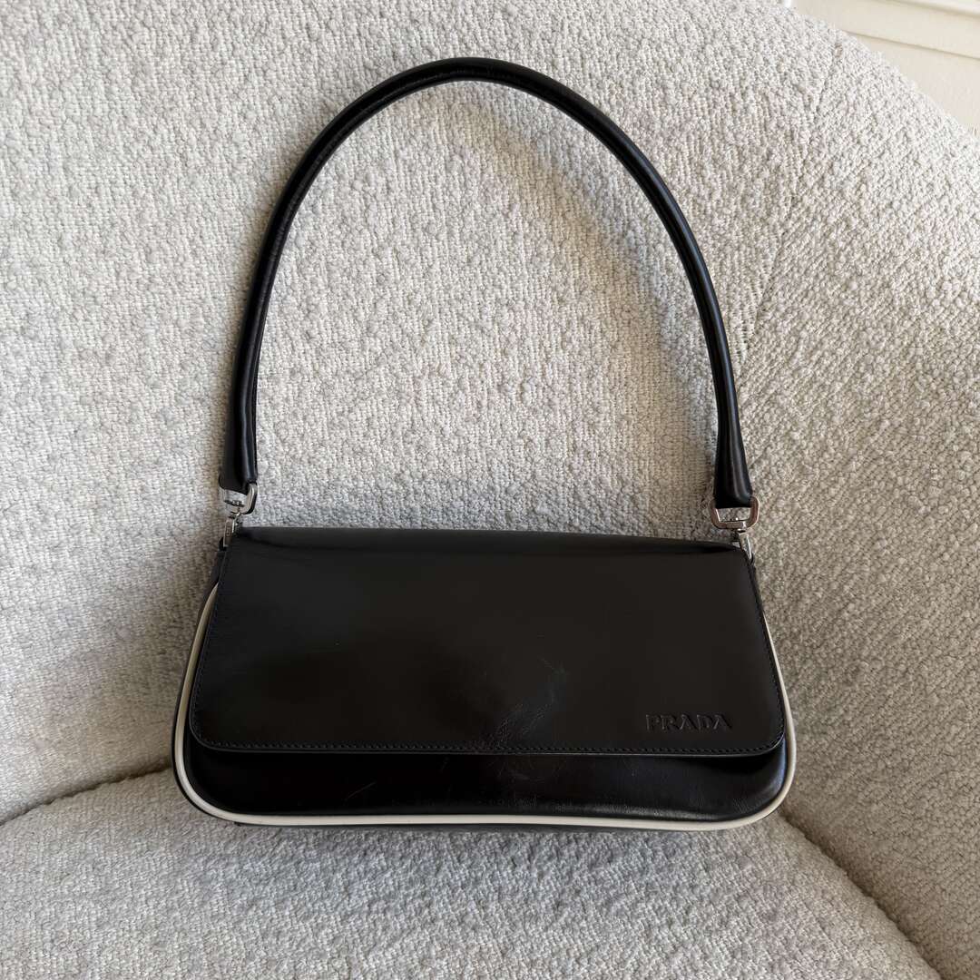 Prada Vitello Gym Black Leather Shoulder Bag