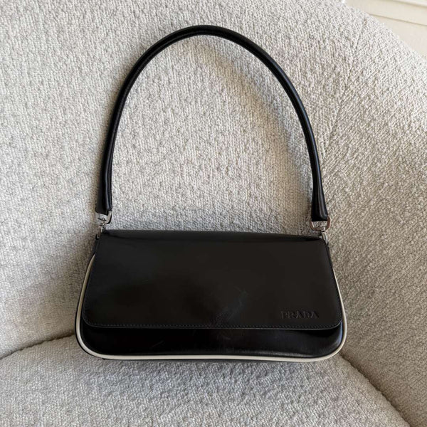 Prada Vitello Gym Black Leather Shoulder Bag