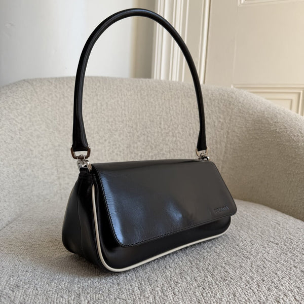 Prada Vitello Gym Black Leather Shoulder Bag