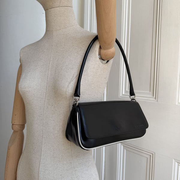 Prada Vitello Gym Black Leather Shoulder Bag