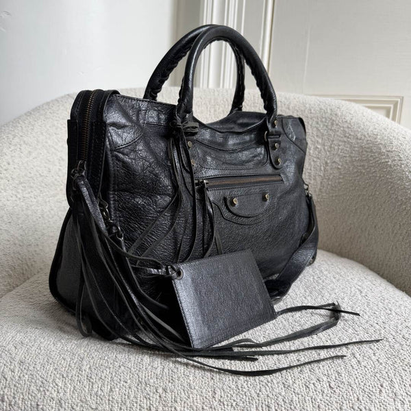 2016 Balenciaga The City Leather Black Bag