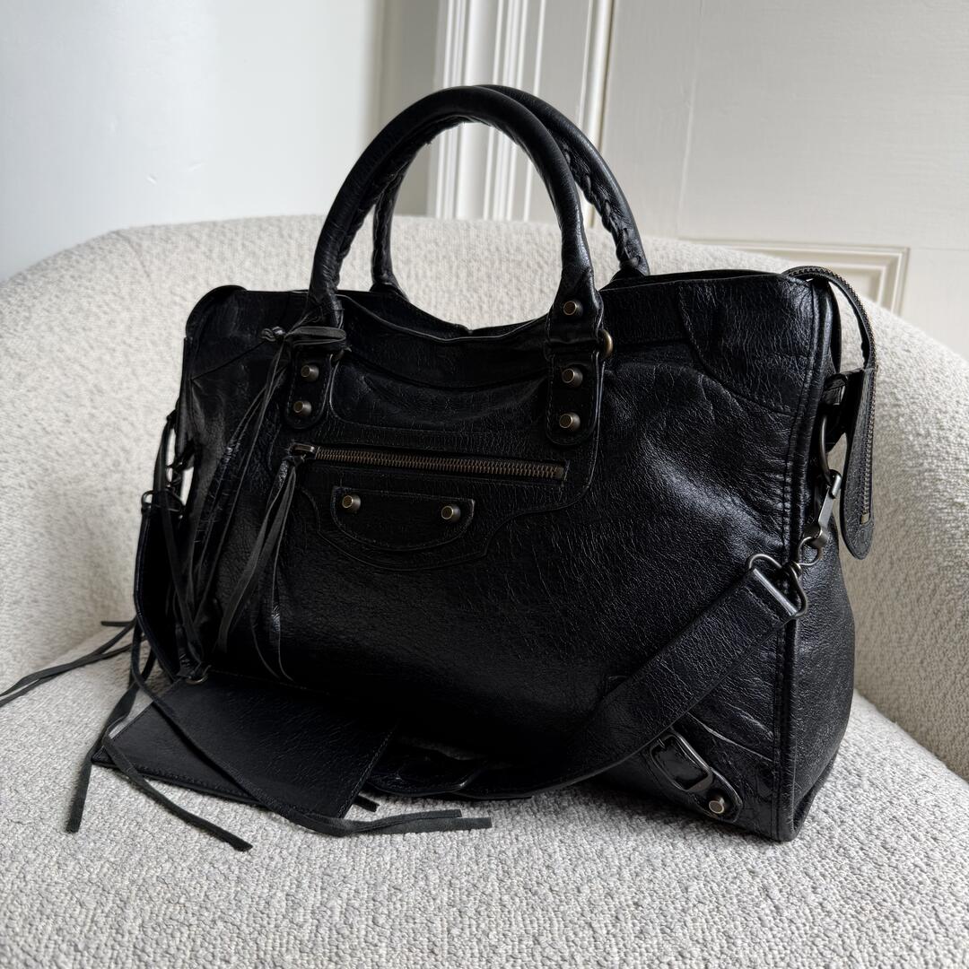2016 Balenciaga The City Leather Black Bag