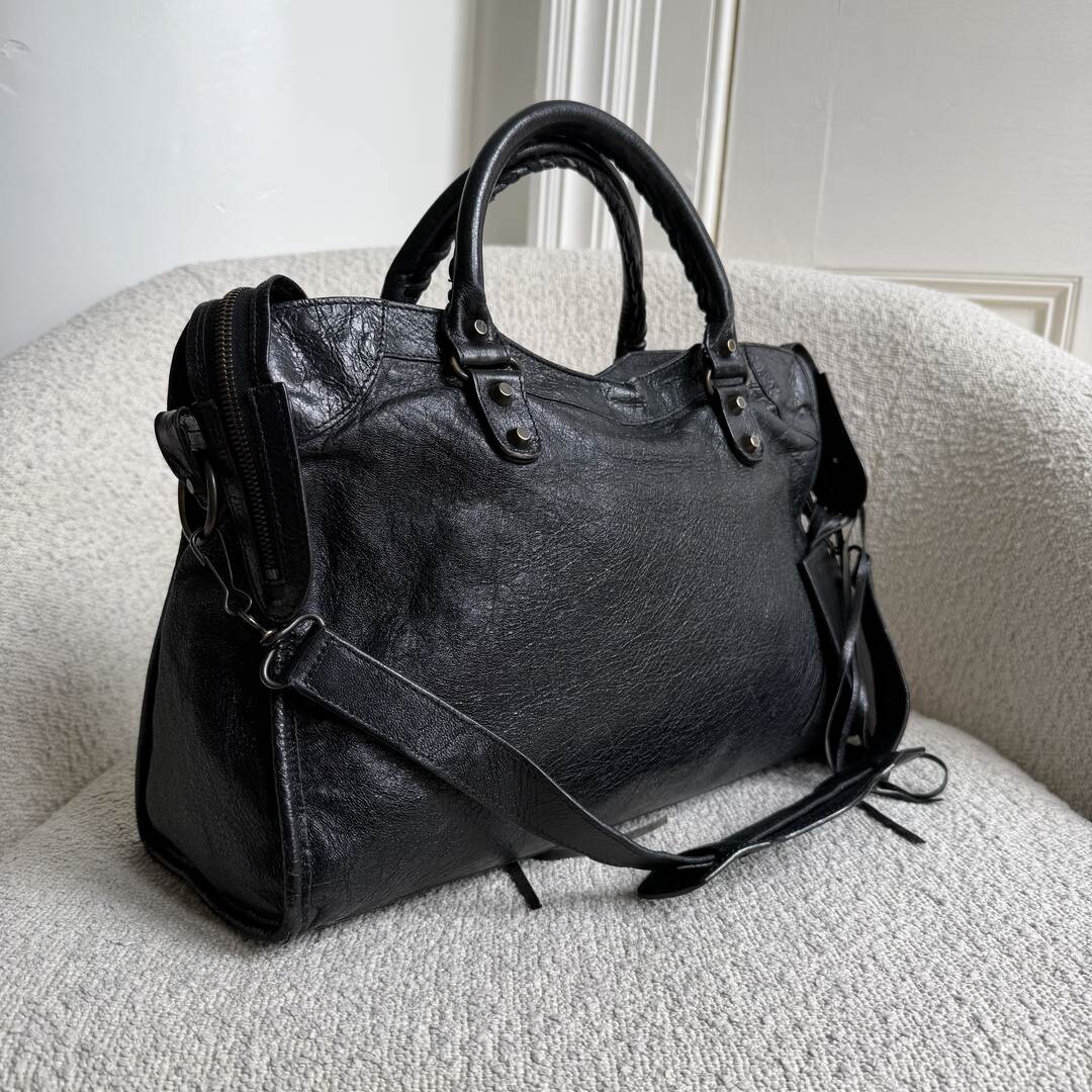 2016 Balenciaga The City Leather Black Bag