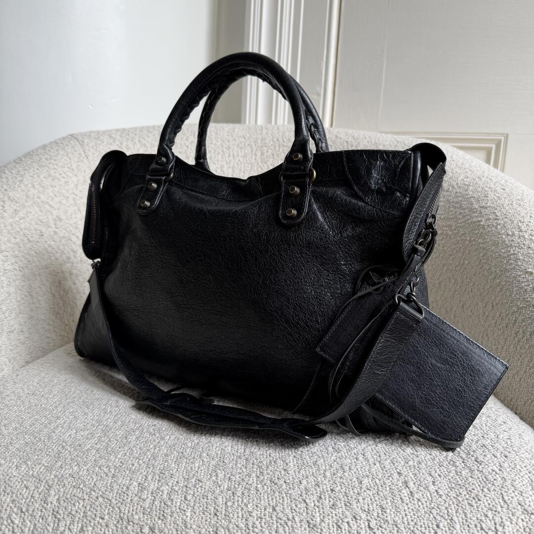 2016 Balenciaga The City Leather Black Bag