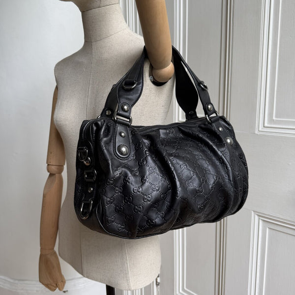 Gucci Guccissima Icon Bit Black Boston Bag