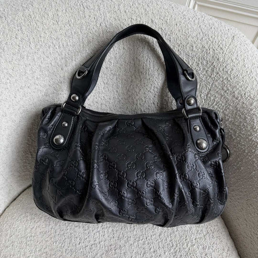 Gucci Guccissima Icon Bit Black Boston Bag