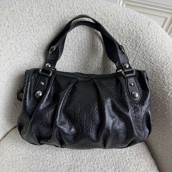 Gucci Guccissima Icon Bit Black Boston Bag