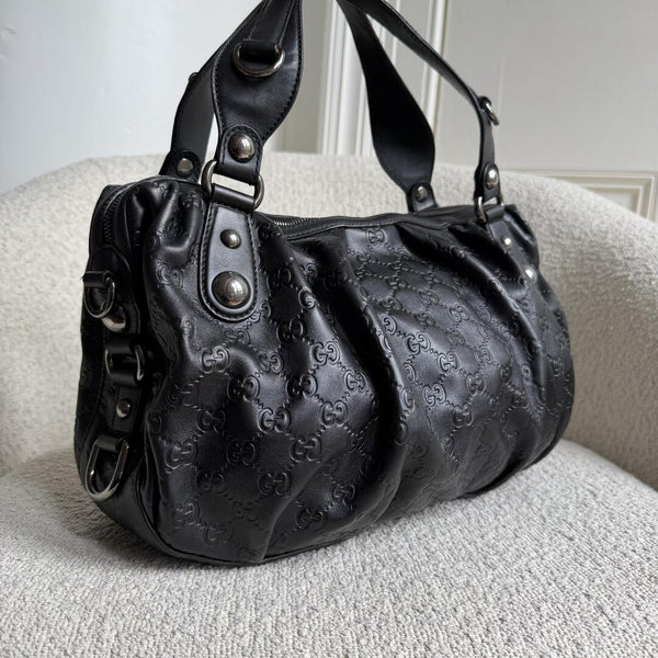 Gucci Guccissima Icon Bit Black Boston Bag