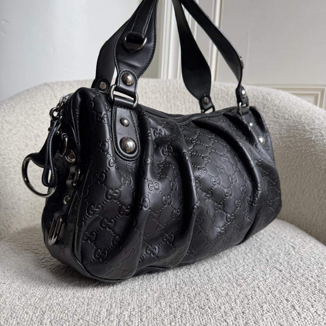 Gucci Guccissima Icon Bit Black Boston Bag