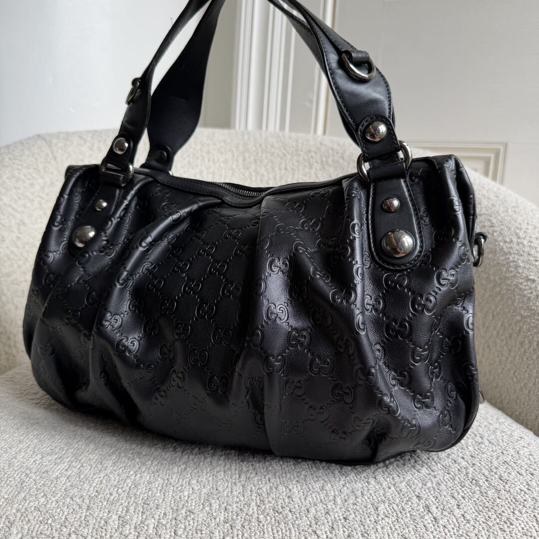 Gucci Guccissima Icon Bit Black Boston Bag
