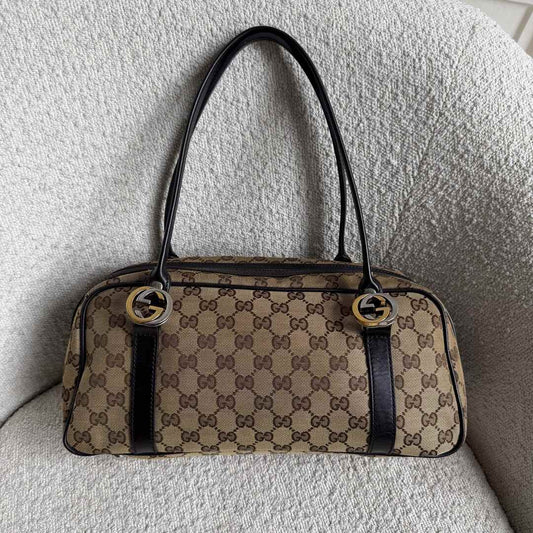 Gucci GG Canvas Twins Black Shoulder Bag