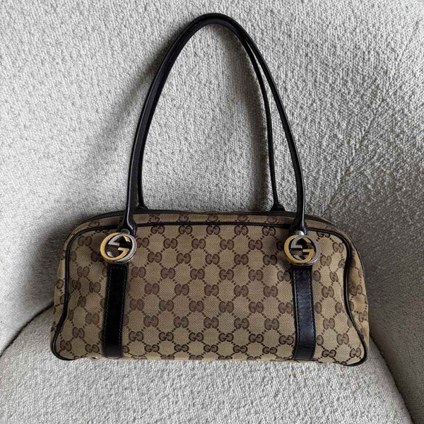 Gucci GG Canvas Twins Black Shoulder Bag