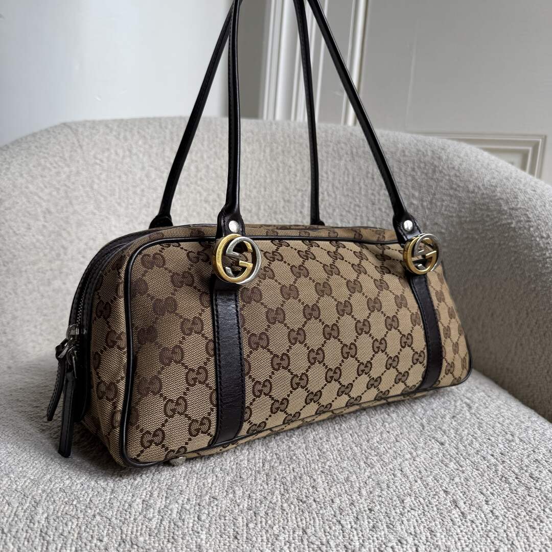 Gucci GG Canvas Twins Black Shoulder Bag