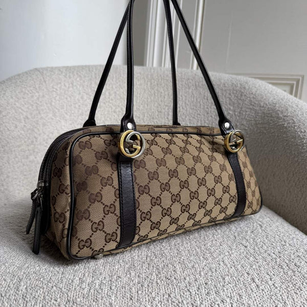 Gucci GG Canvas Twins Black Shoulder Bag