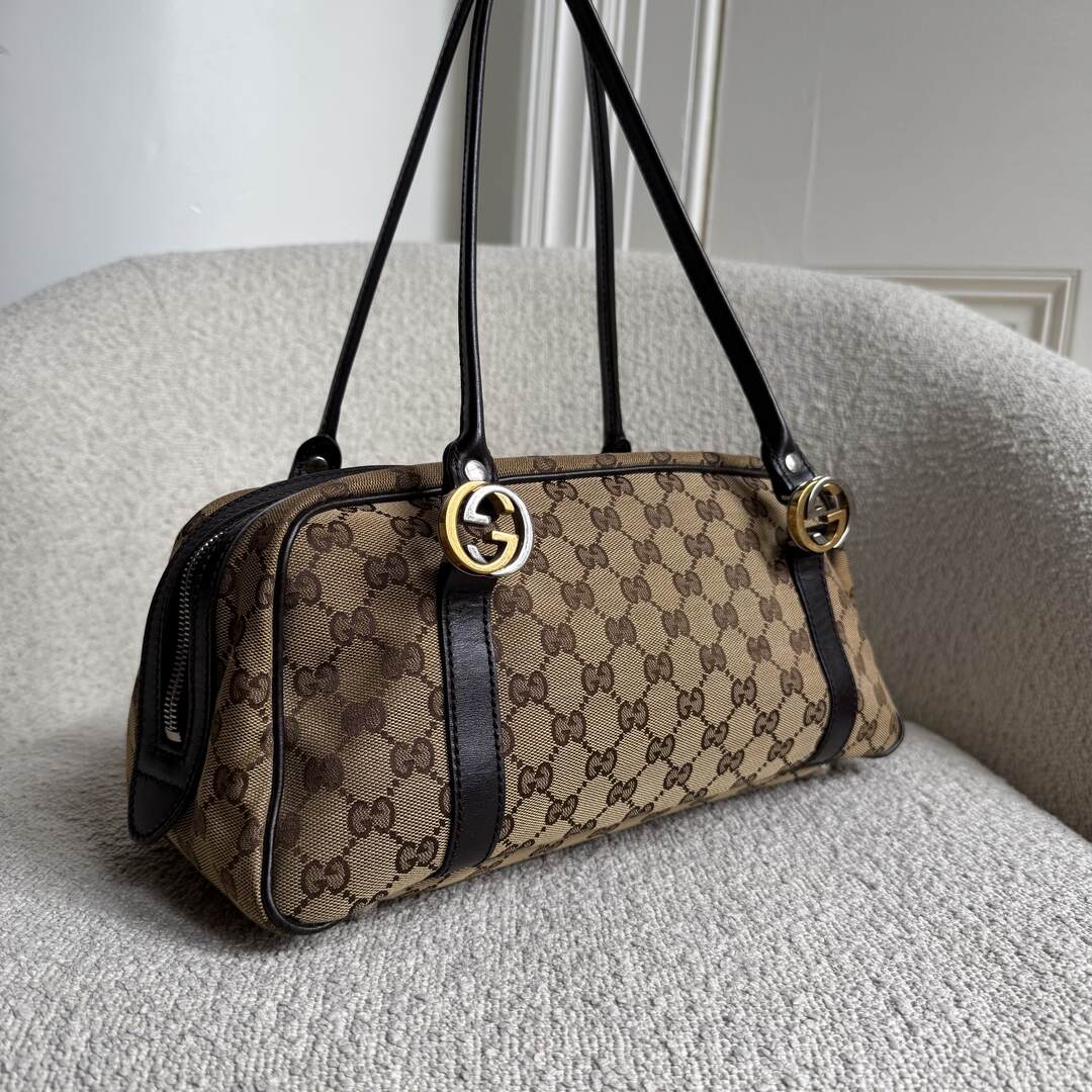 Gucci GG Canvas Twins Black Shoulder Bag