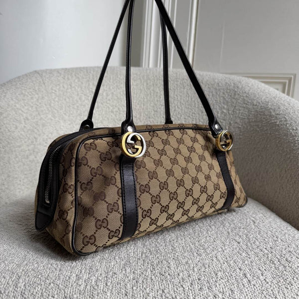 Gucci GG Canvas Twins Black Shoulder Bag