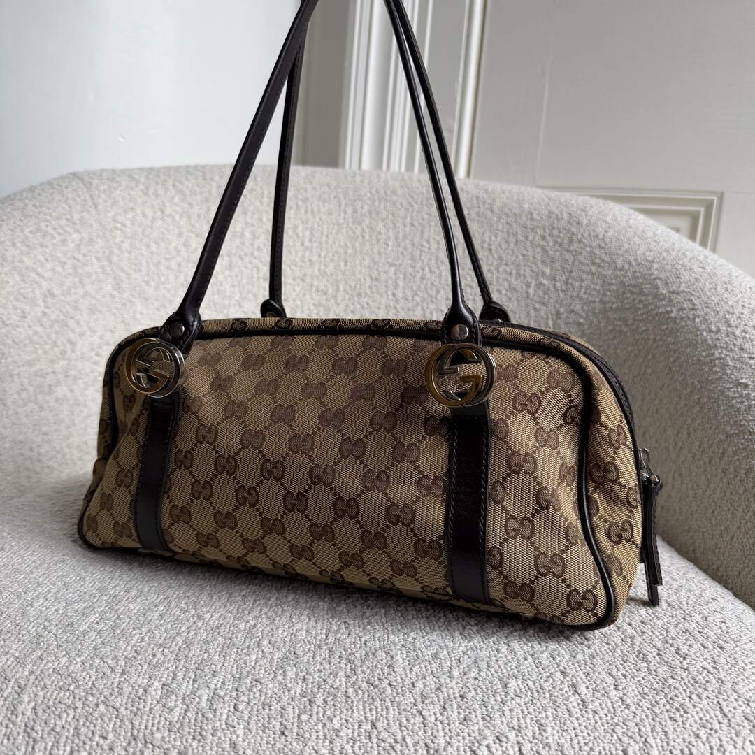 Gucci GG Canvas Twins Black Shoulder Bag