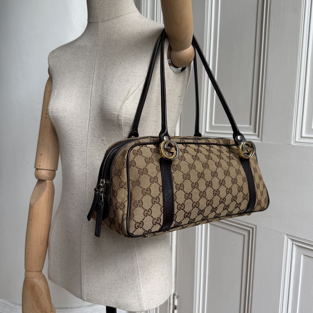 Gucci GG Canvas Twins Black Shoulder Bag