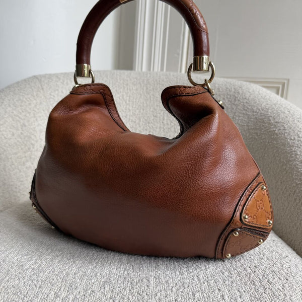 Gucci Indy Guccissima Brown Leather Shoulder Bag
