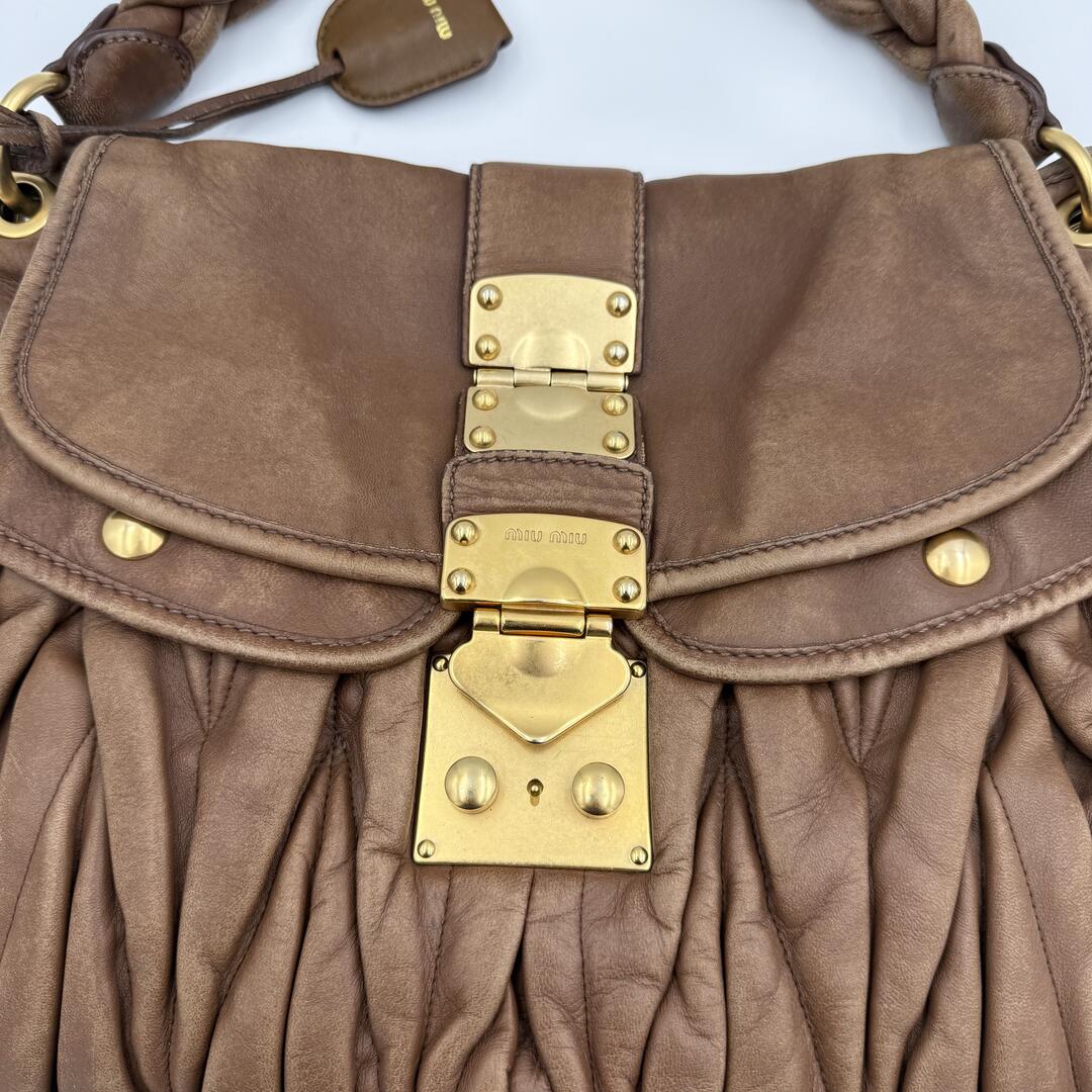 Miu Miu Matelasse Leather Brown Shoulder Bag