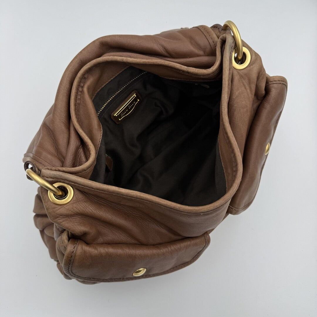 Miu Miu Matelasse Leather Brown Shoulder Bag