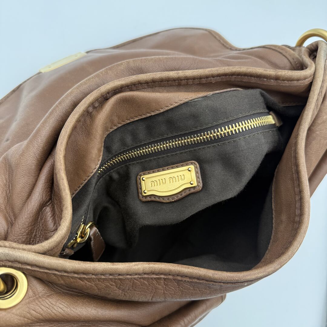 Miu Miu Matelasse Leather Brown Shoulder Bag