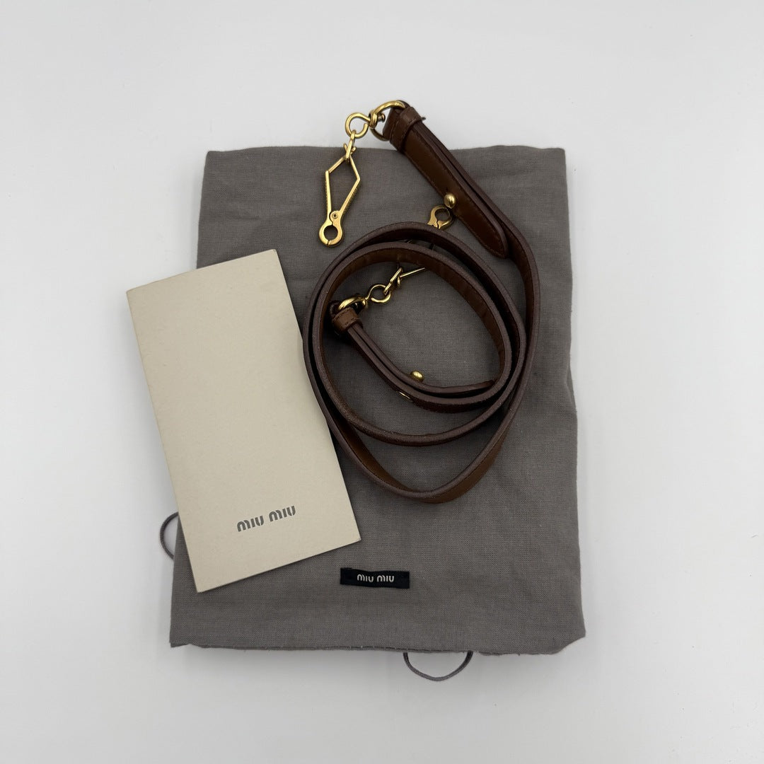 Miu Miu Matelasse Leather Brown Shoulder Bag