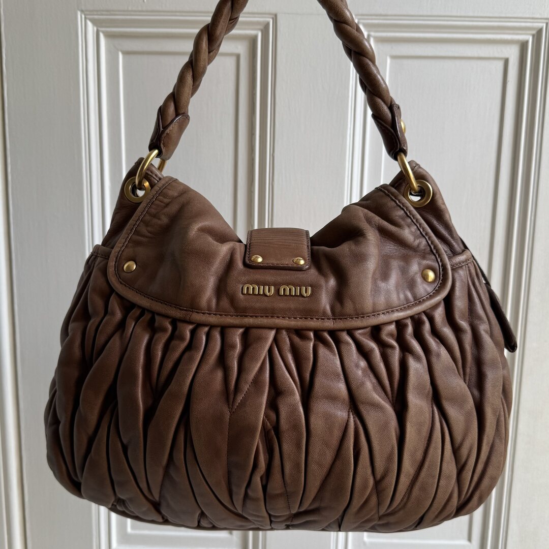 Miu Miu Matelasse Leather Brown Shoulder Bag
