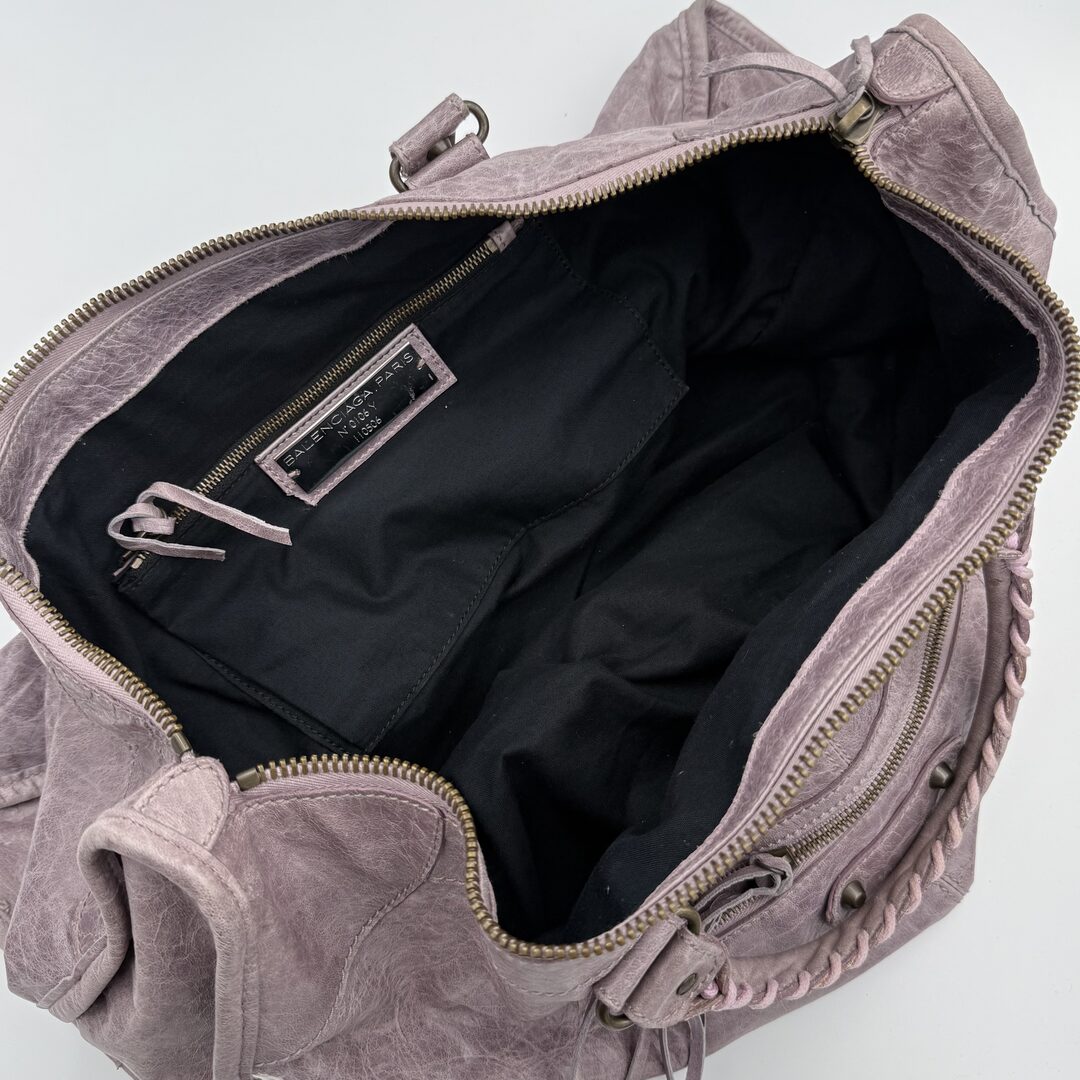 2006 Balenciaga Weekender Motorcycle Leather Purple Shoulder Bag