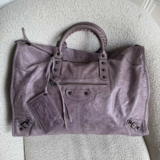 2006 Balenciaga Weekender Motorcycle Leather Purple Shoulder Bag