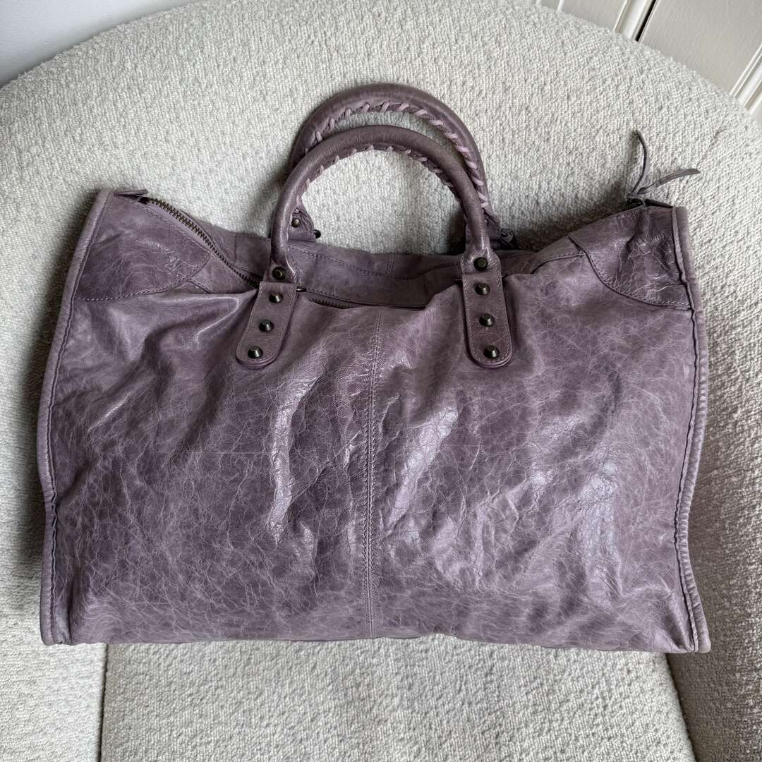 2006 Balenciaga Weekender Motorcycle Leather Purple Shoulder Bag