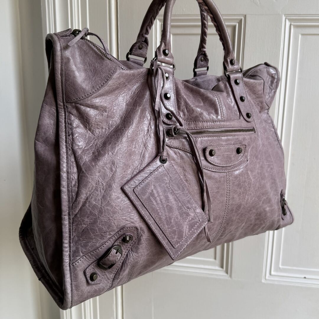 2006 Balenciaga Weekender Motorcycle Leather Purple Shoulder Bag