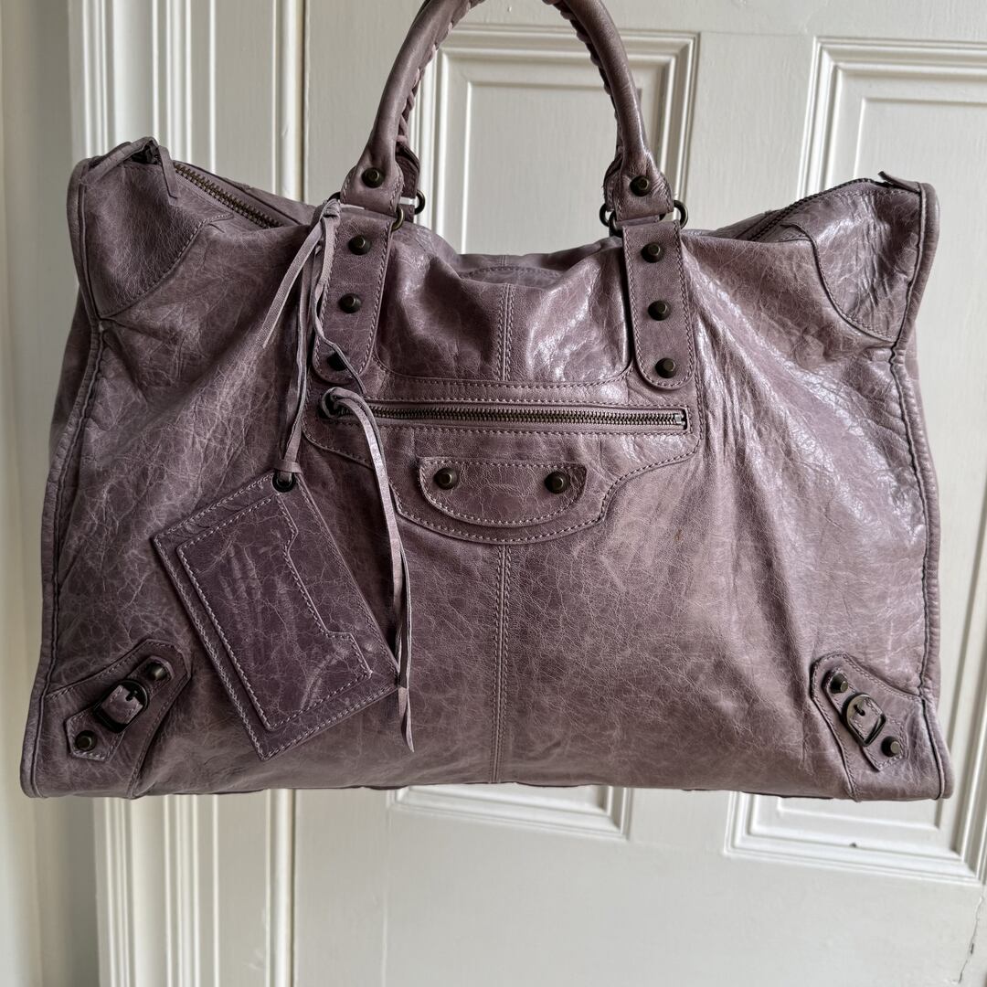 2006 Balenciaga Weekender Motorcycle Leather Purple Shoulder Bag