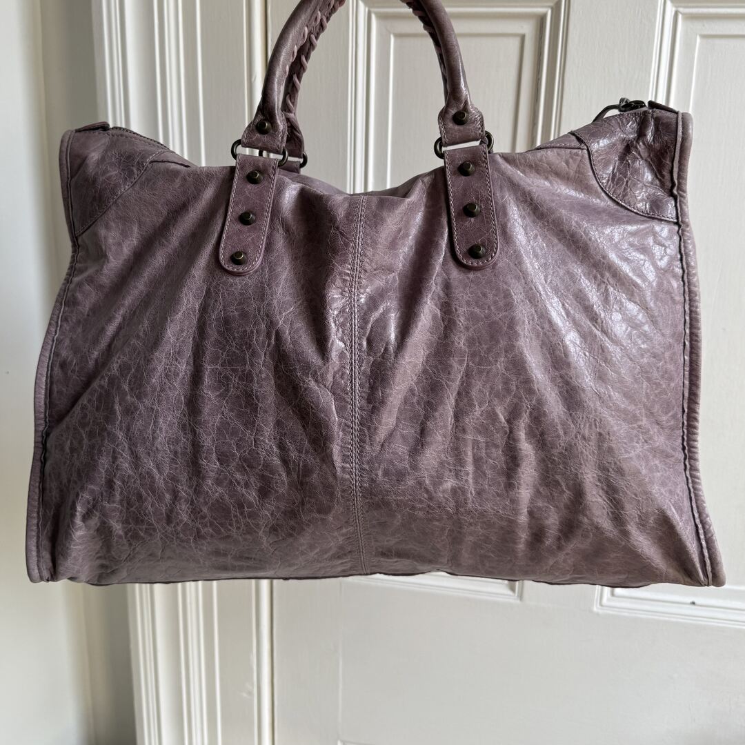 2006 Balenciaga Weekender Motorcycle Leather Purple Shoulder Bag